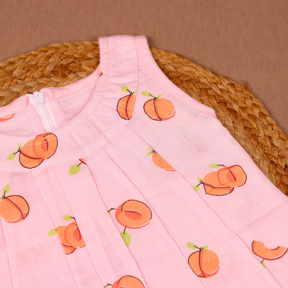 Sweet Peach Muslin Zip Frock