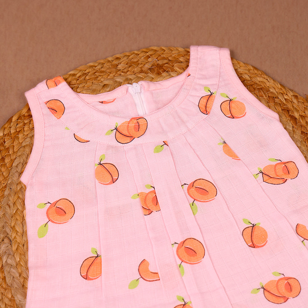 Sweet Peach Muslin Zip Frock