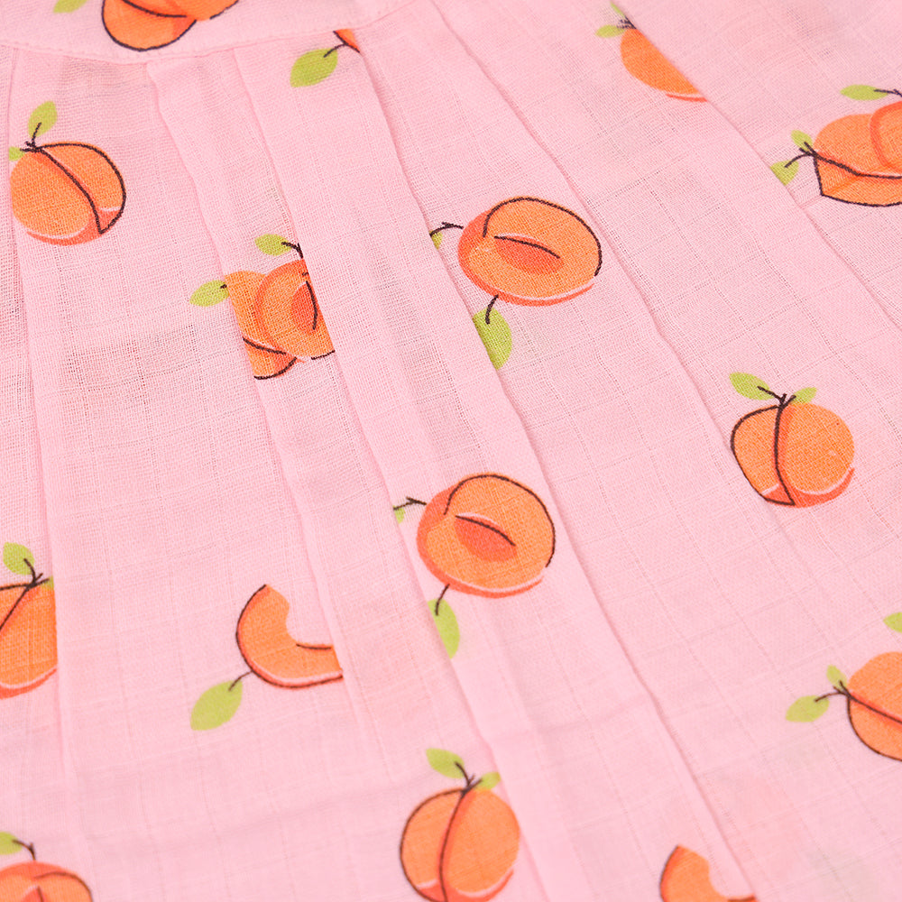 Sweet Peach Muslin Zip Frock