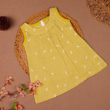 Lemon Sprig Muslin Zip Frock
