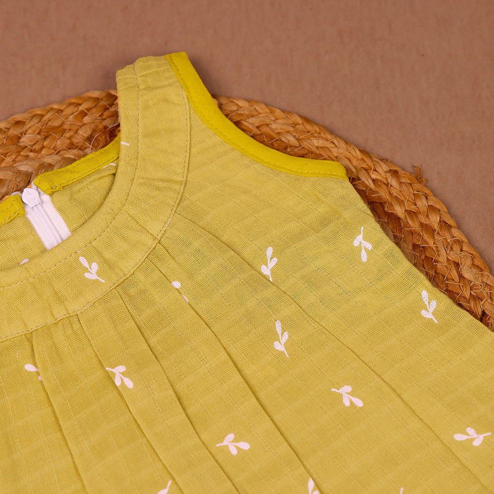 Lemon Sprig Muslin Zip Frock