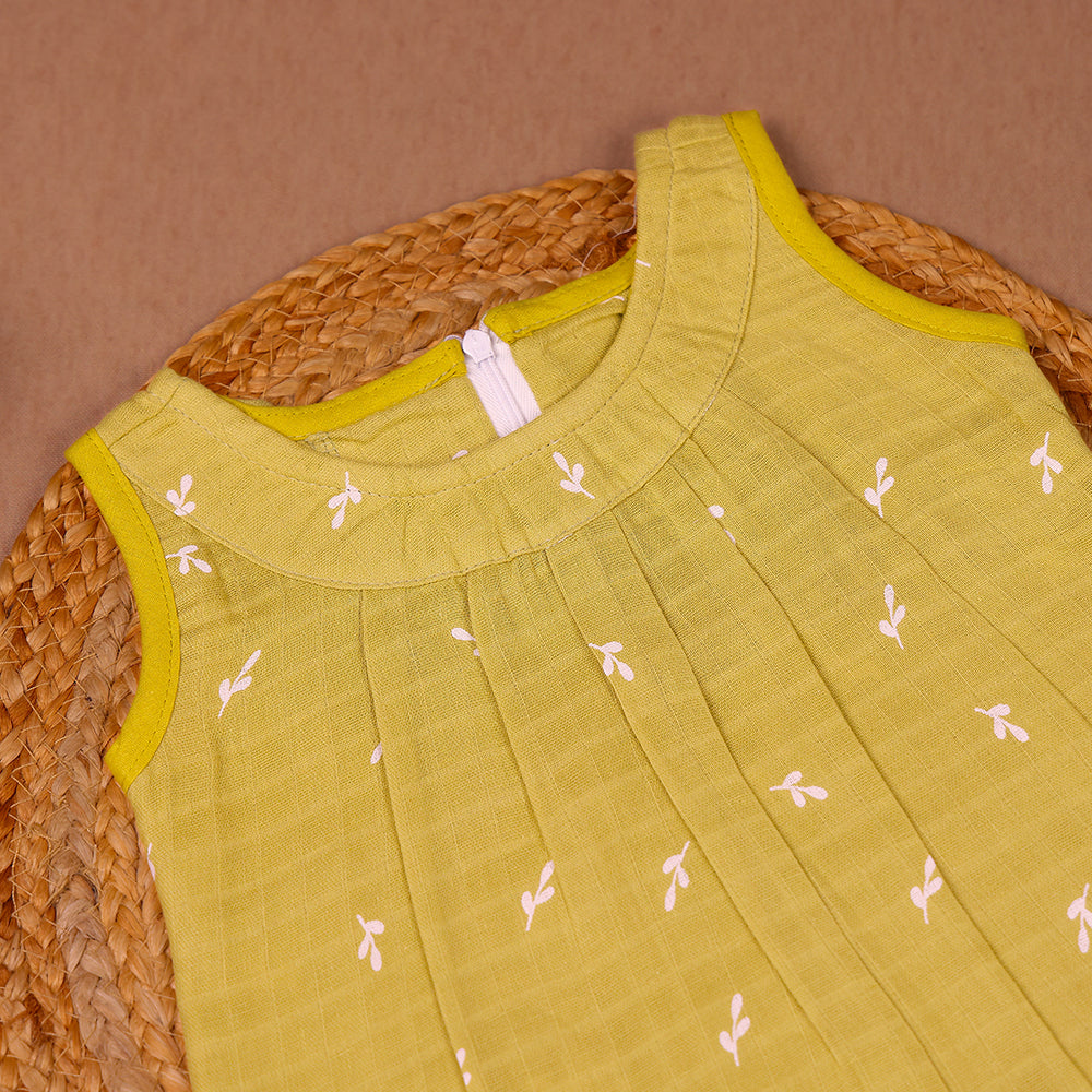 Lemon Sprig Muslin Zip Frock