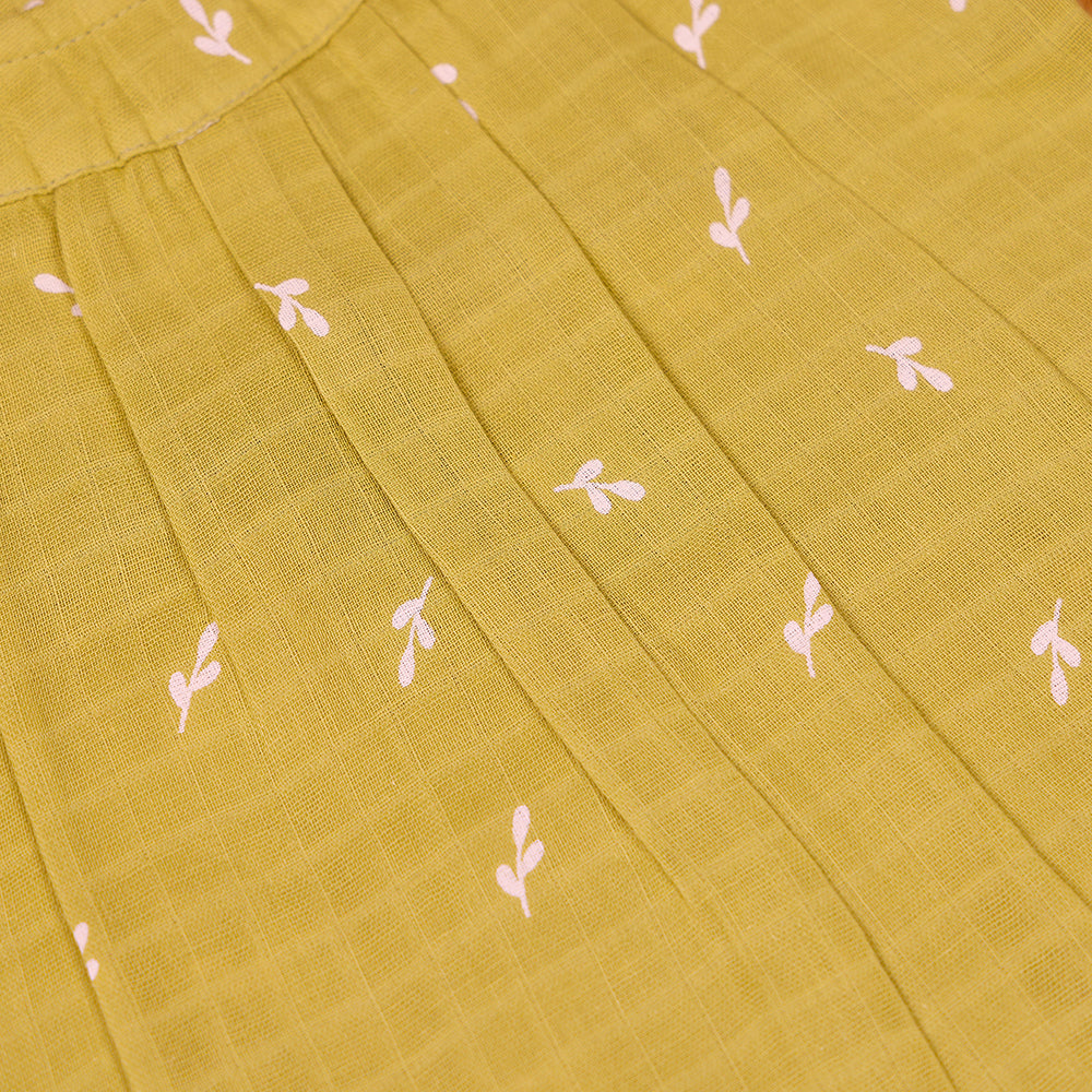 Lemon Sprig Muslin Zip Frock
