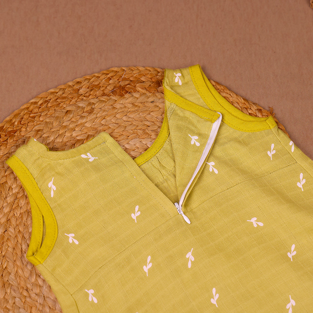 Lemon Sprig Muslin Zip Frock