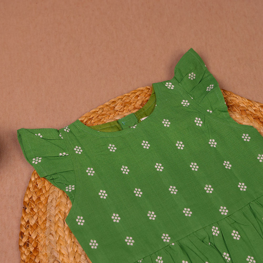 Green Floral Print Cotton Coords Set for Girls