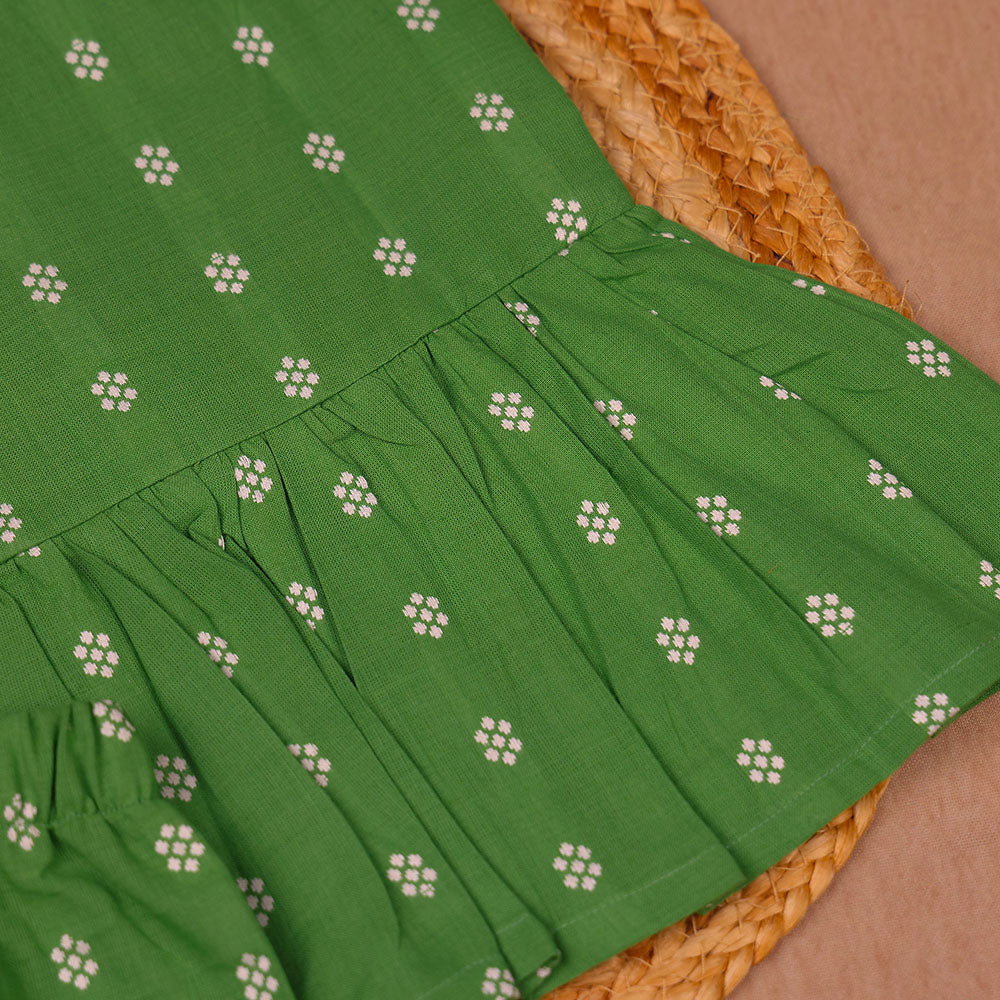 Green Floral Print Cotton Coords Set for Girls