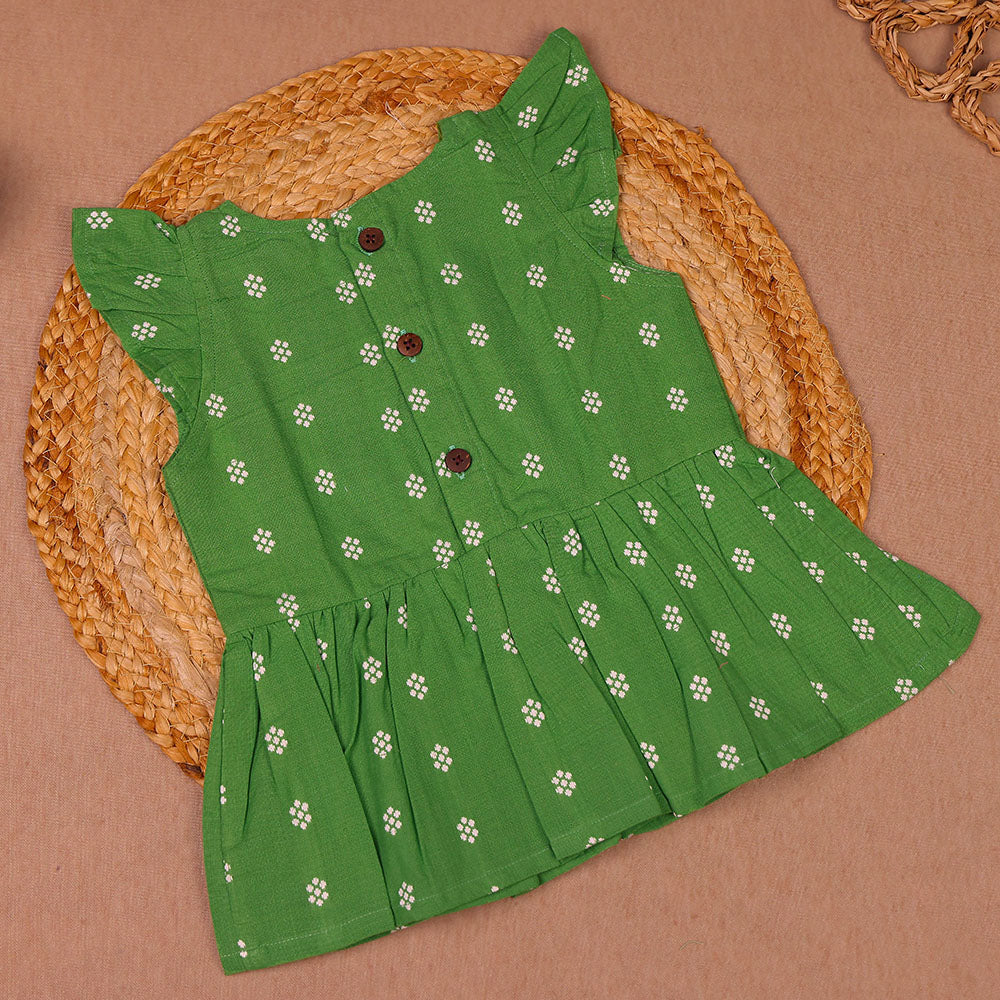 Green Floral Print Cotton Coords Set for Girls