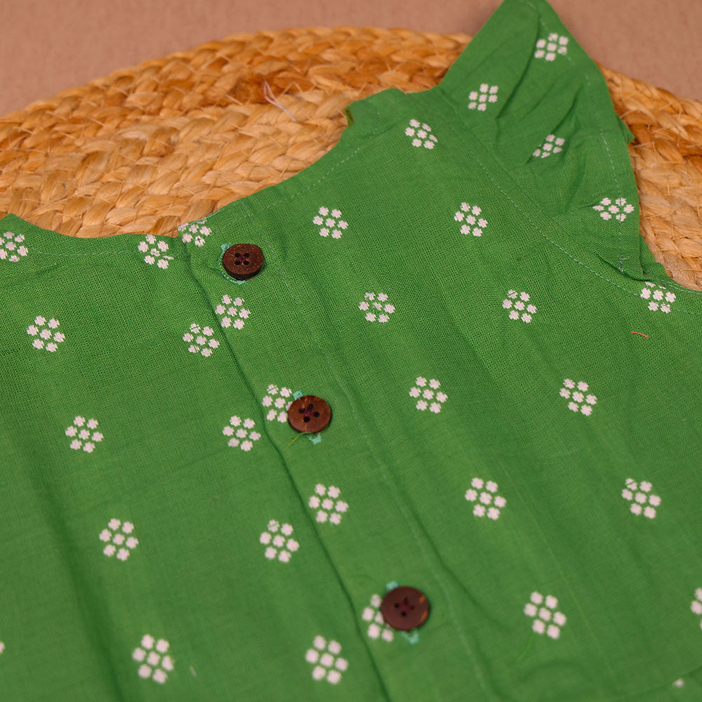 Green Floral Print Cotton Coords Set for Girls