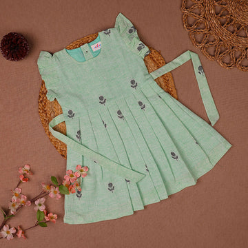 Mint Bloom Green Cotton Frock