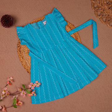 Ocean Wave Teal Cotton Frock