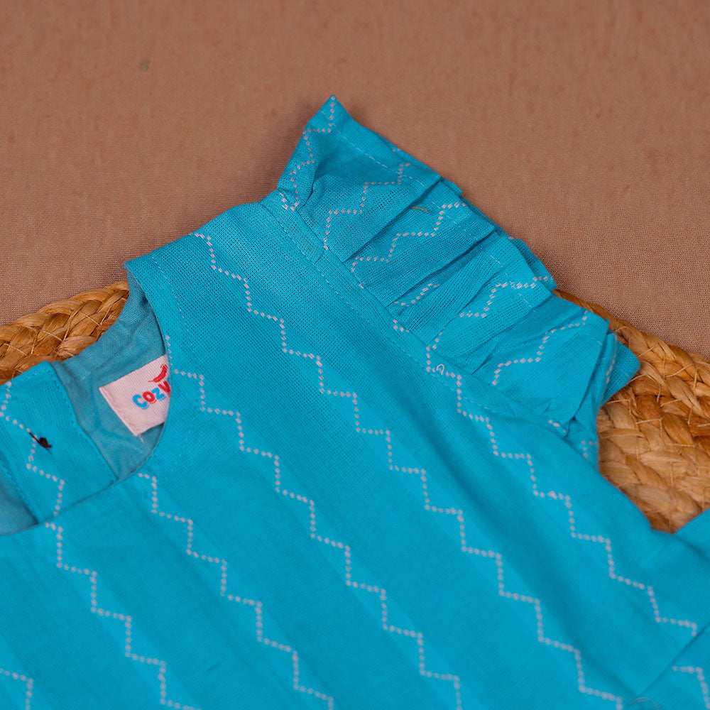 Ocean Wave Teal Cotton Frock