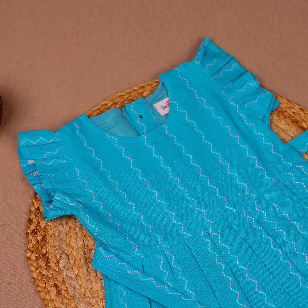 Ocean Wave Teal Cotton Frock