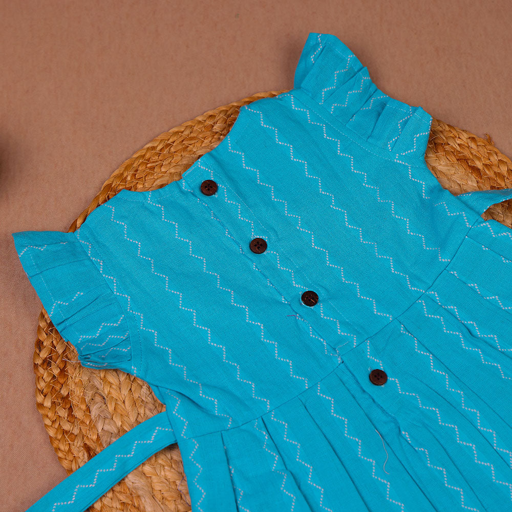 Ocean Wave Teal Cotton Frock