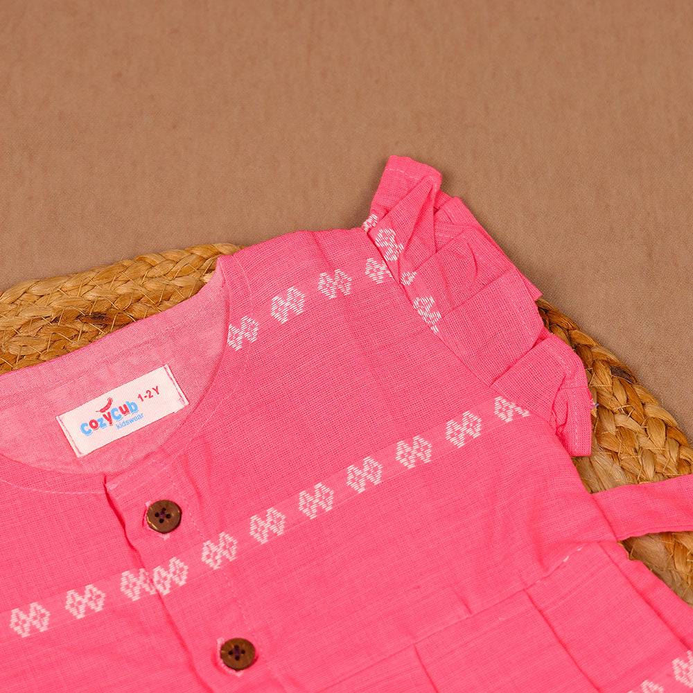 Pink Lattice Cotton Frock