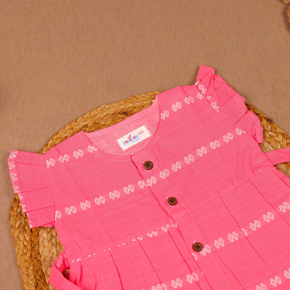 Pink Lattice Cotton Frock