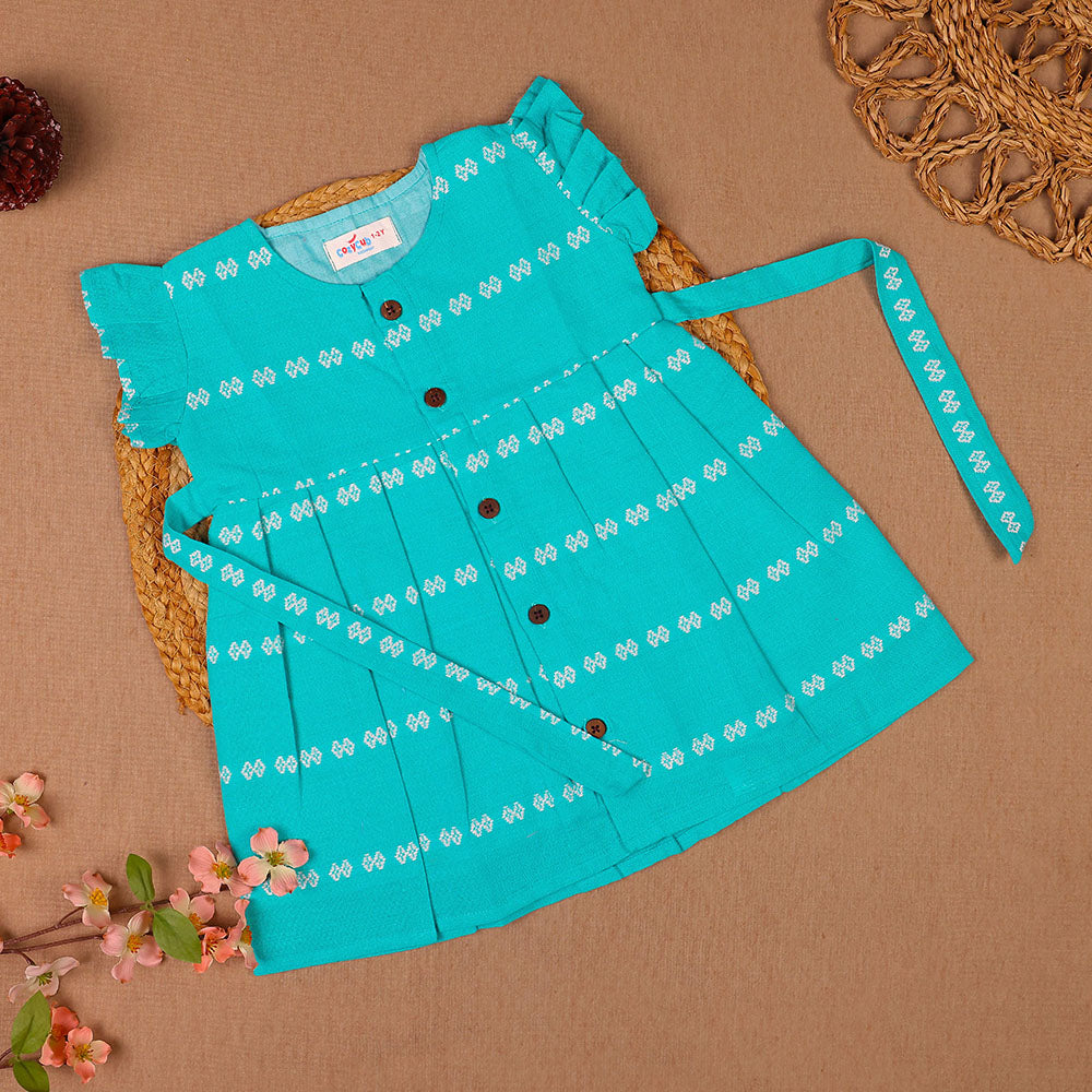 Teal Lattice Cotton Frock