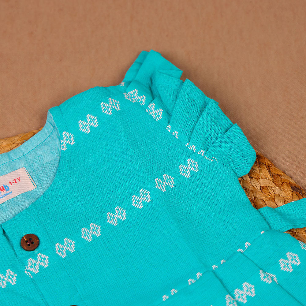 Teal Lattice Cotton Frock