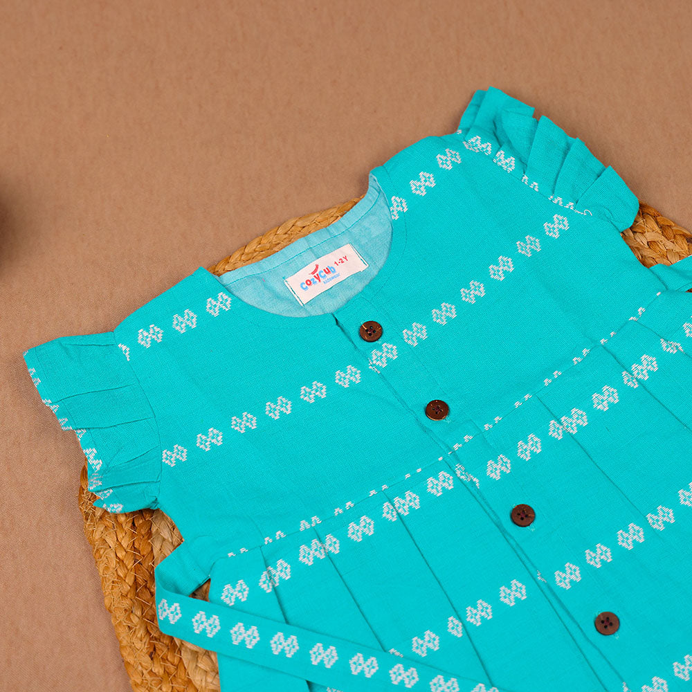 Teal Lattice Cotton Frock