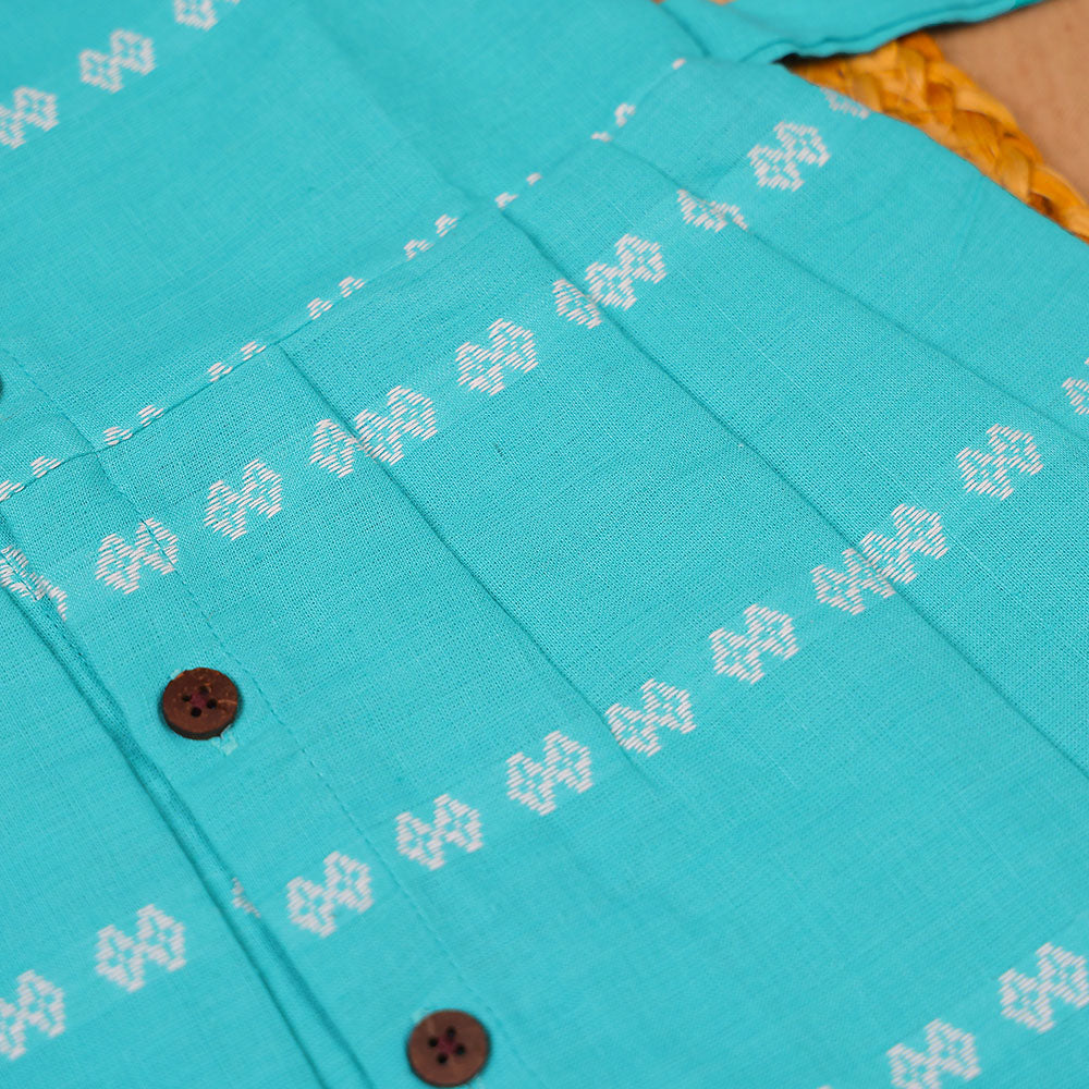 Teal Lattice Cotton Frock