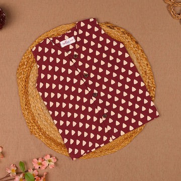 Maroon Triangle Print Cotton Vest