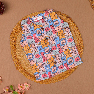 Multicolour Jungle Animals Print Cotton Vest