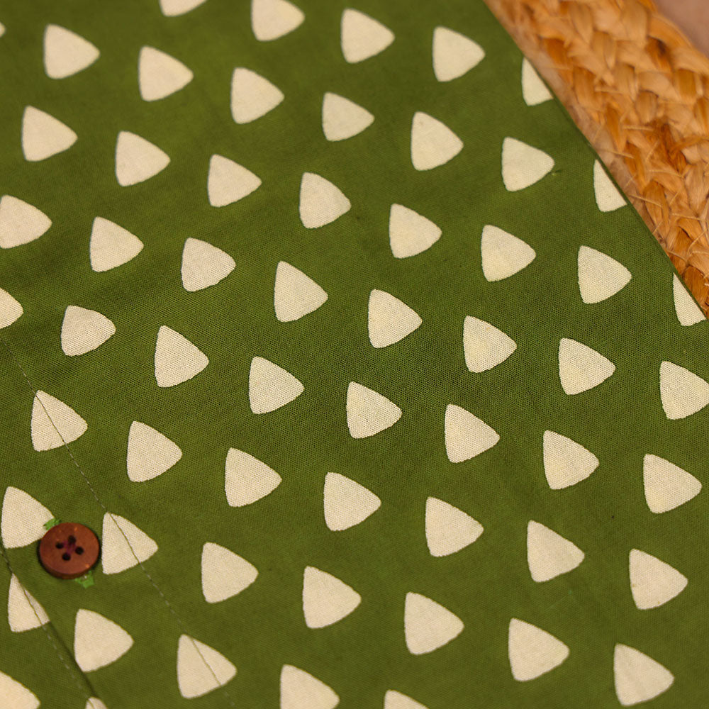 Olive Green Triangle Print Cotton Vest