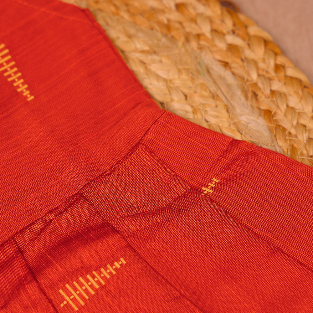 Rusty Orange Gold Embroidered Silk Ethnic Frock for Girls