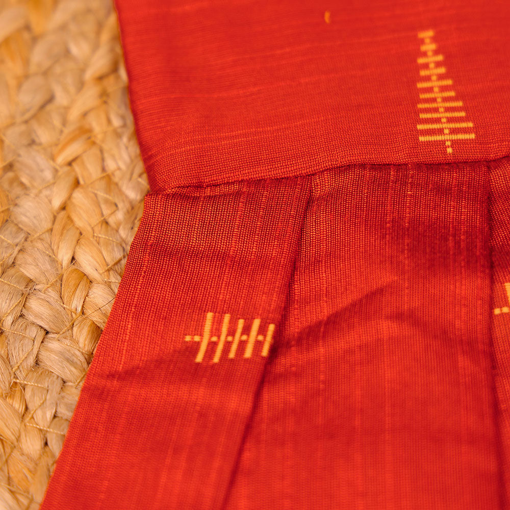 Rusty Orange Gold Embroidered Silk Ethnic Frock for Girls