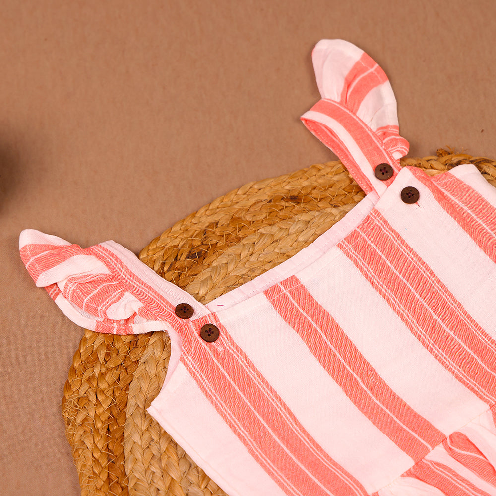 Sweet Stripes Pink & White Muslin Ruffle Coord Set