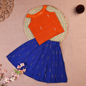 Vibrant Orange & Royal Blue Raw Silk Set