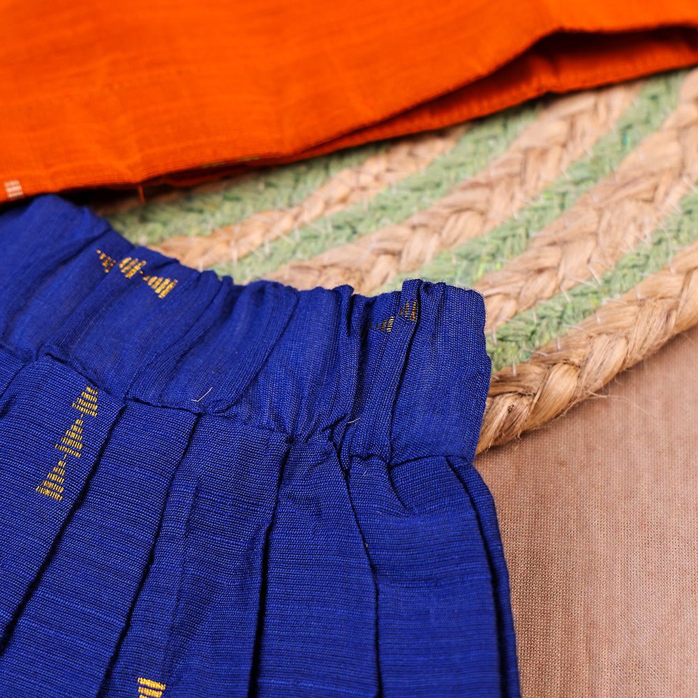 Vibrant Orange & Royal Blue Raw Silk Set
