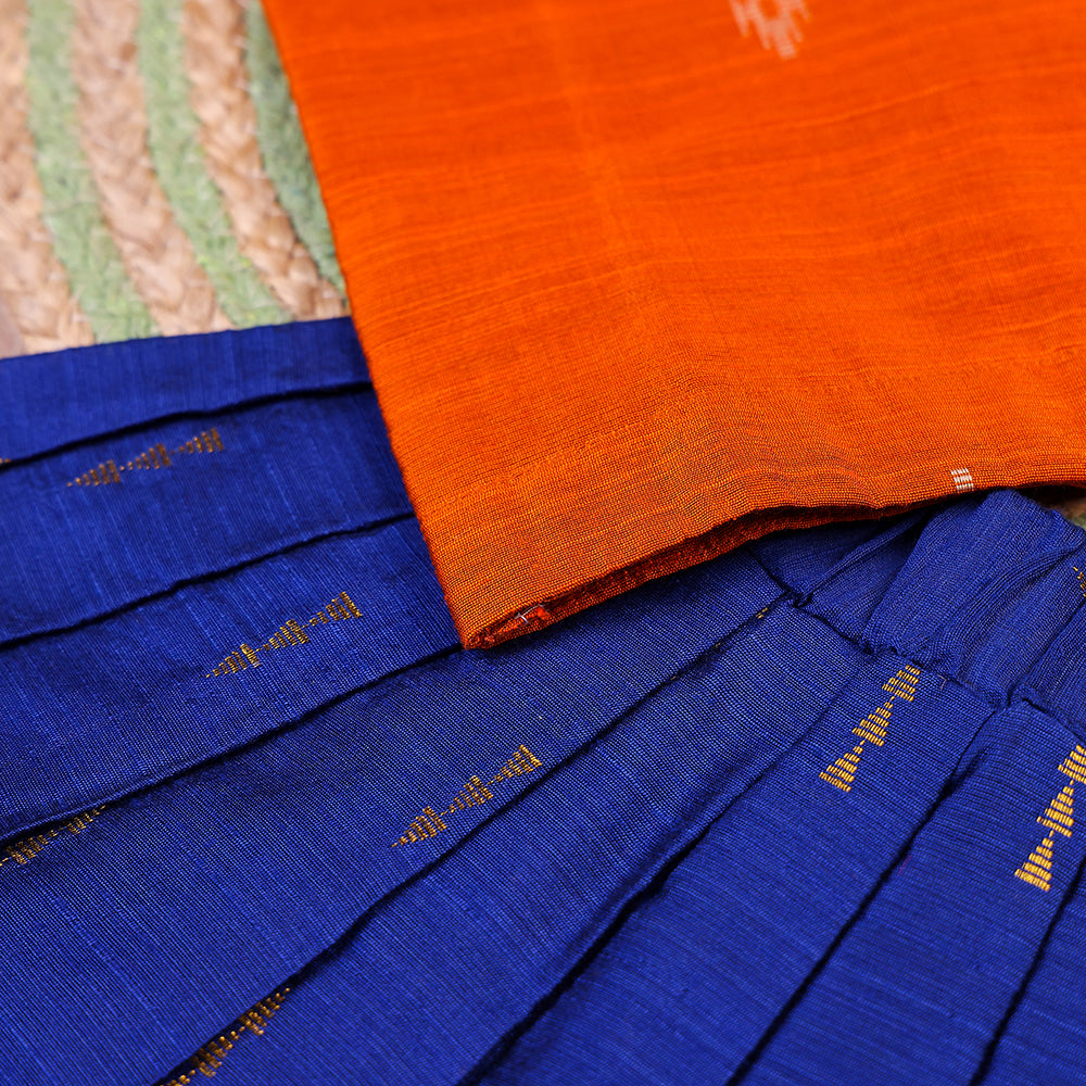 Vibrant Orange & Royal Blue Raw Silk Set