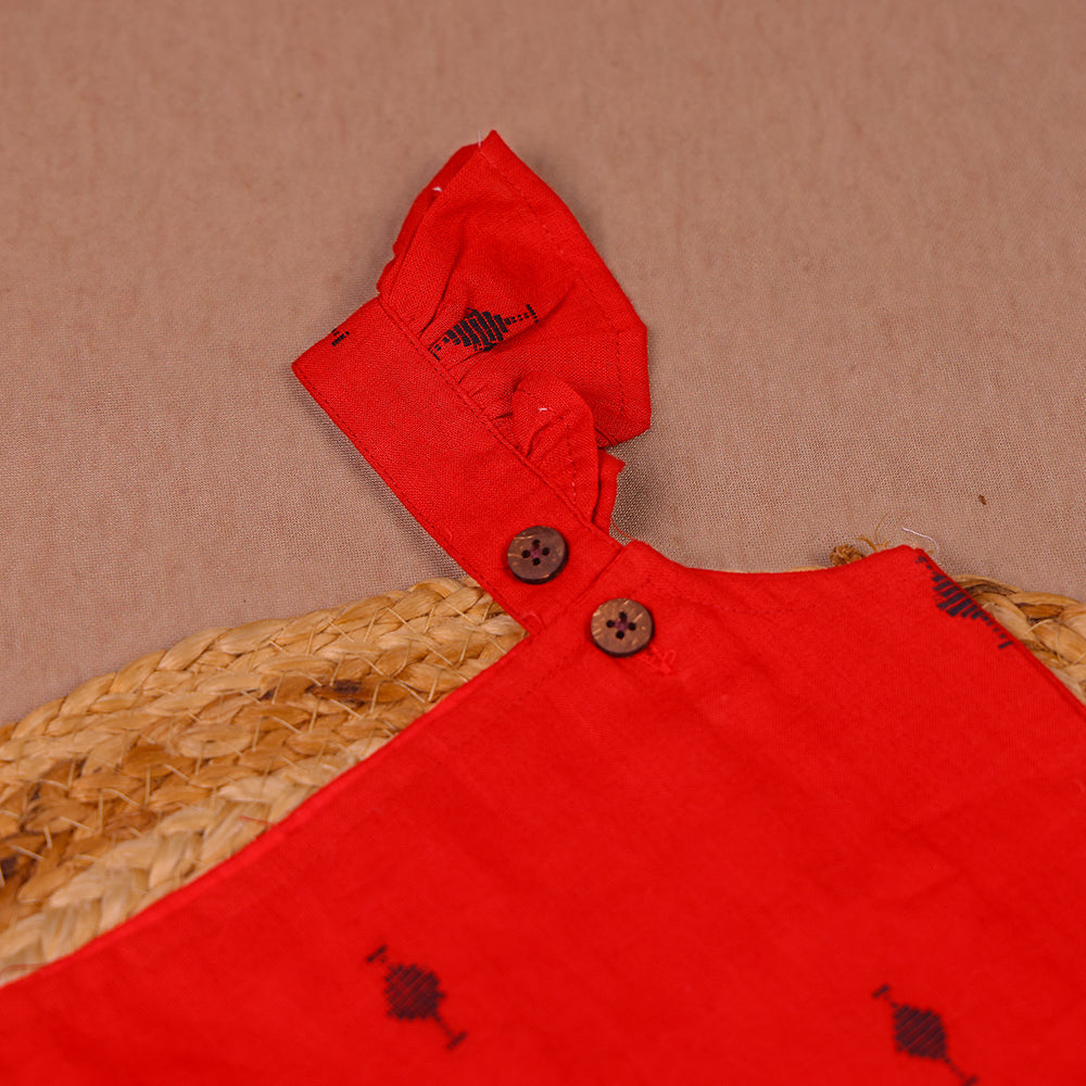 Cherry Red Cotton Ruffle Coord Set