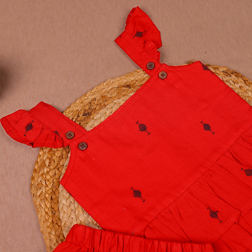 Cherry Red Cotton Ruffle Coord Set