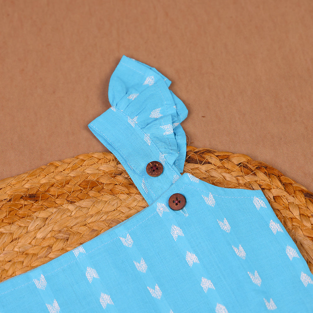 Sky Breeze Blue cotton Ruffle Coord Set