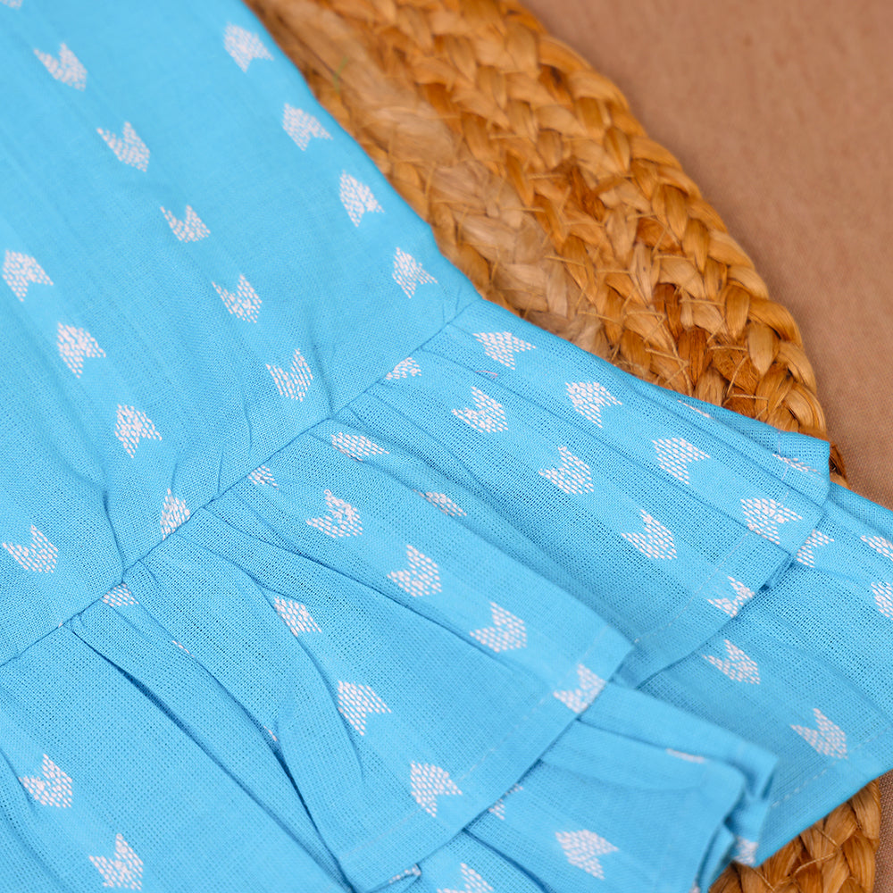 Sky Breeze Blue cotton Ruffle Coord Set
