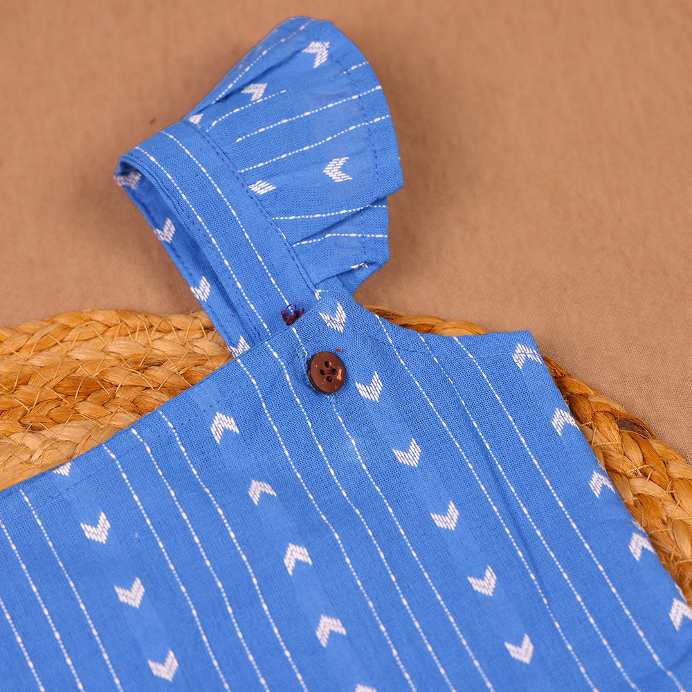 Ocean Arrow Blue Cotton Ruffle Coord Set