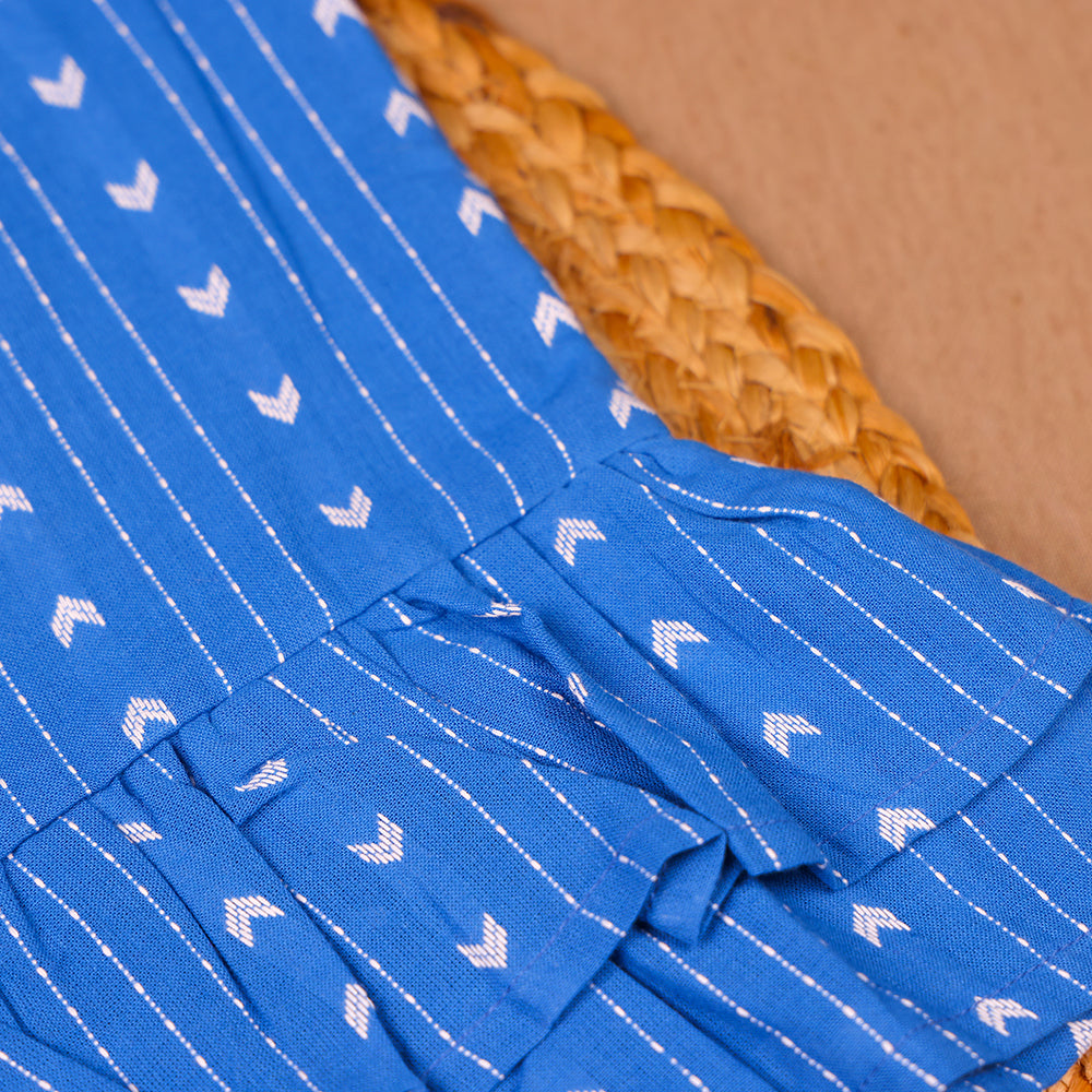 Ocean Arrow Blue Cotton Ruffle Coord Set
