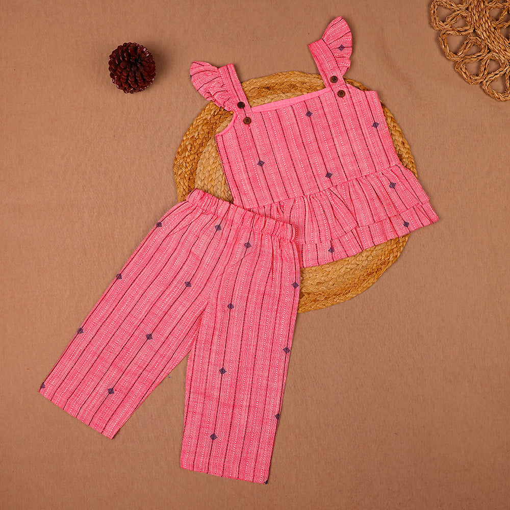Pink Sparkle Pink Cotton Ruffle Coord Se