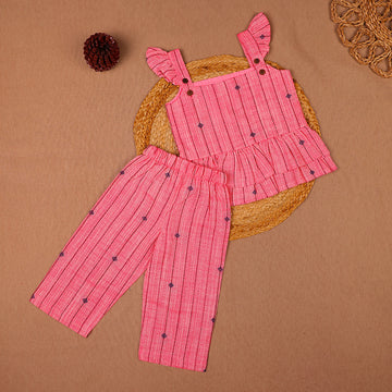 Pink Sparkle Pink Cotton Ruffle Coord Se