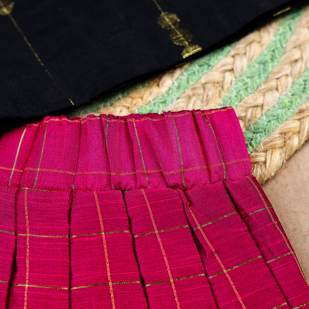 Classic Black & Fuchsia Raw Silk Ensemble