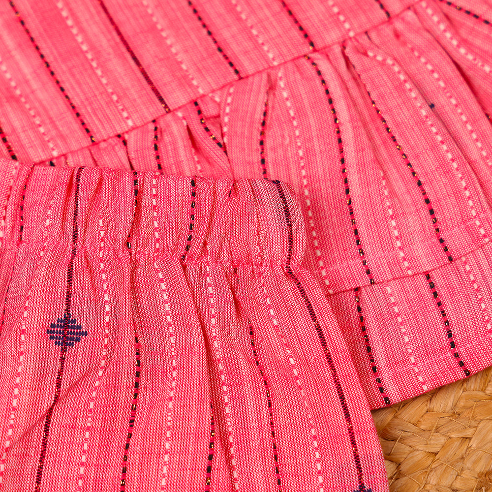 Pink Sparkle Pink Cotton Ruffle Coord Se
