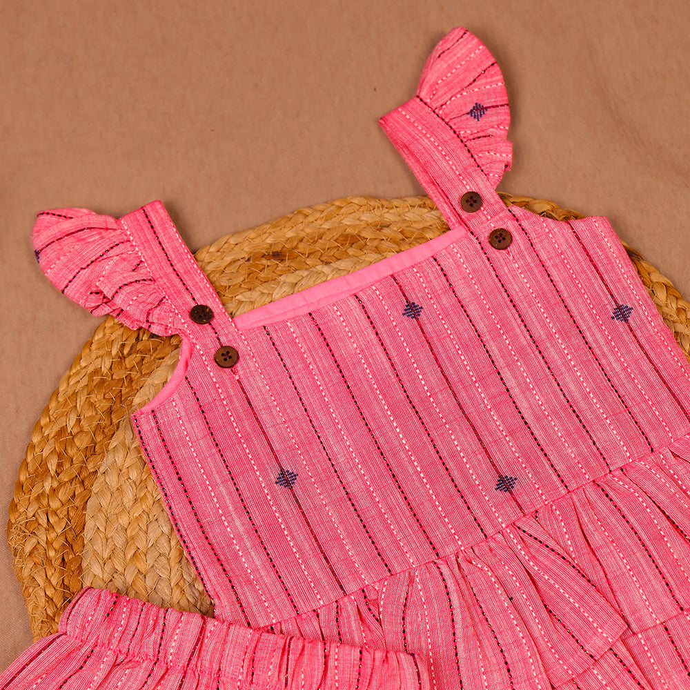 Pink Sparkle Pink Cotton Ruffle Coord Se