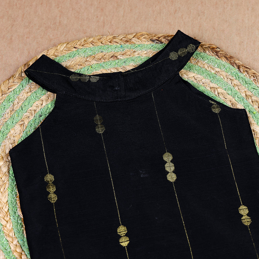 Classic Black & Fuchsia Raw Silk Ensemble