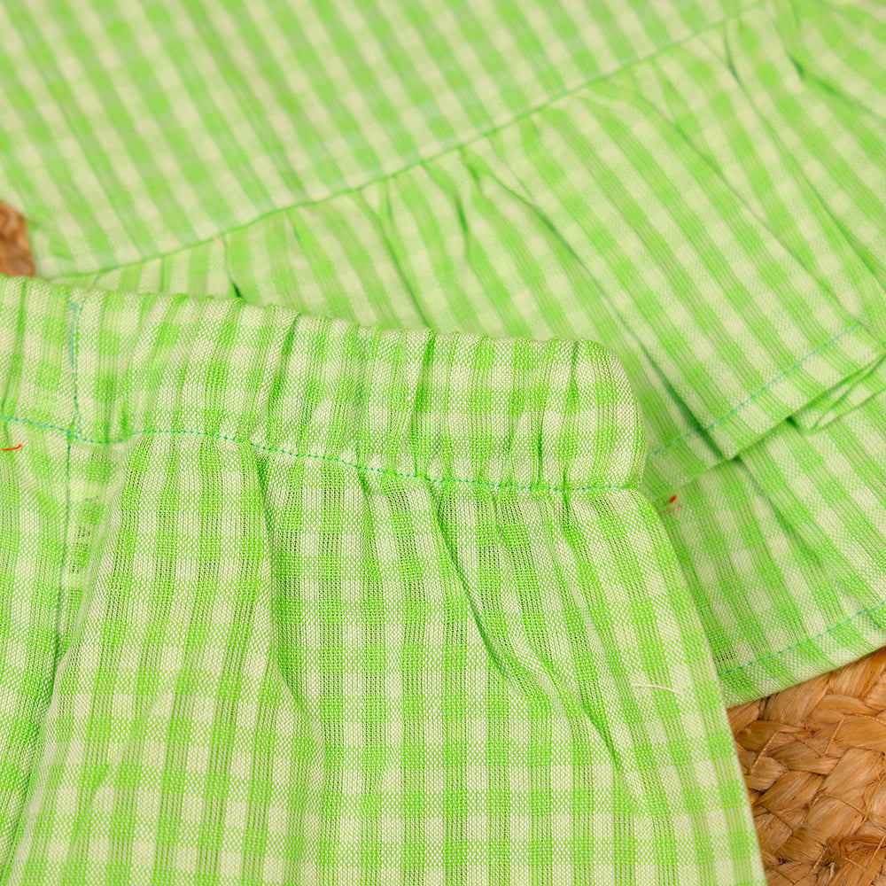 Fresh Lime Green Cotton Ruffle Coord Set
