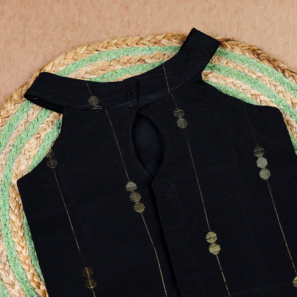 Classic Black & Fuchsia Raw Silk Ensemble