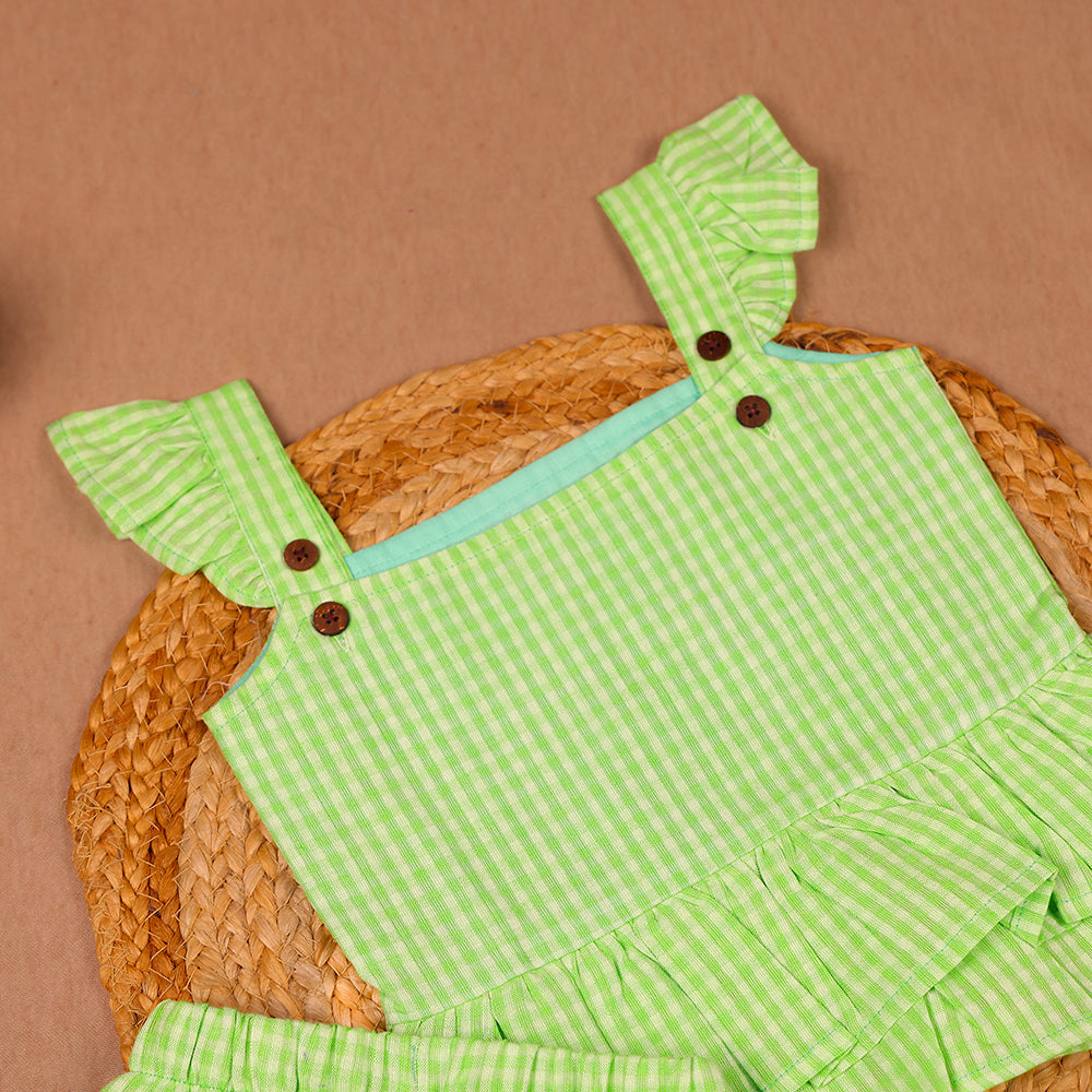 Fresh Lime Green Cotton Ruffle Coord Set