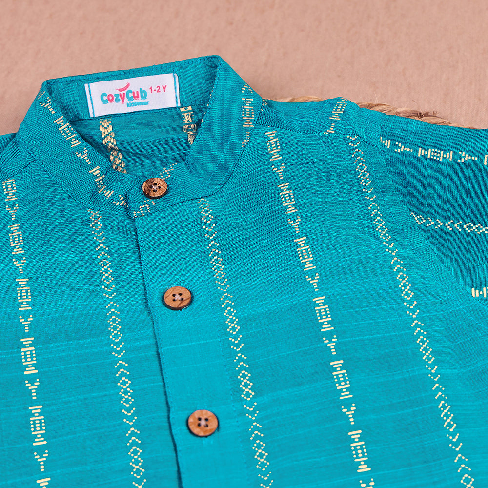 Turquoise Raw Silk Shirt only