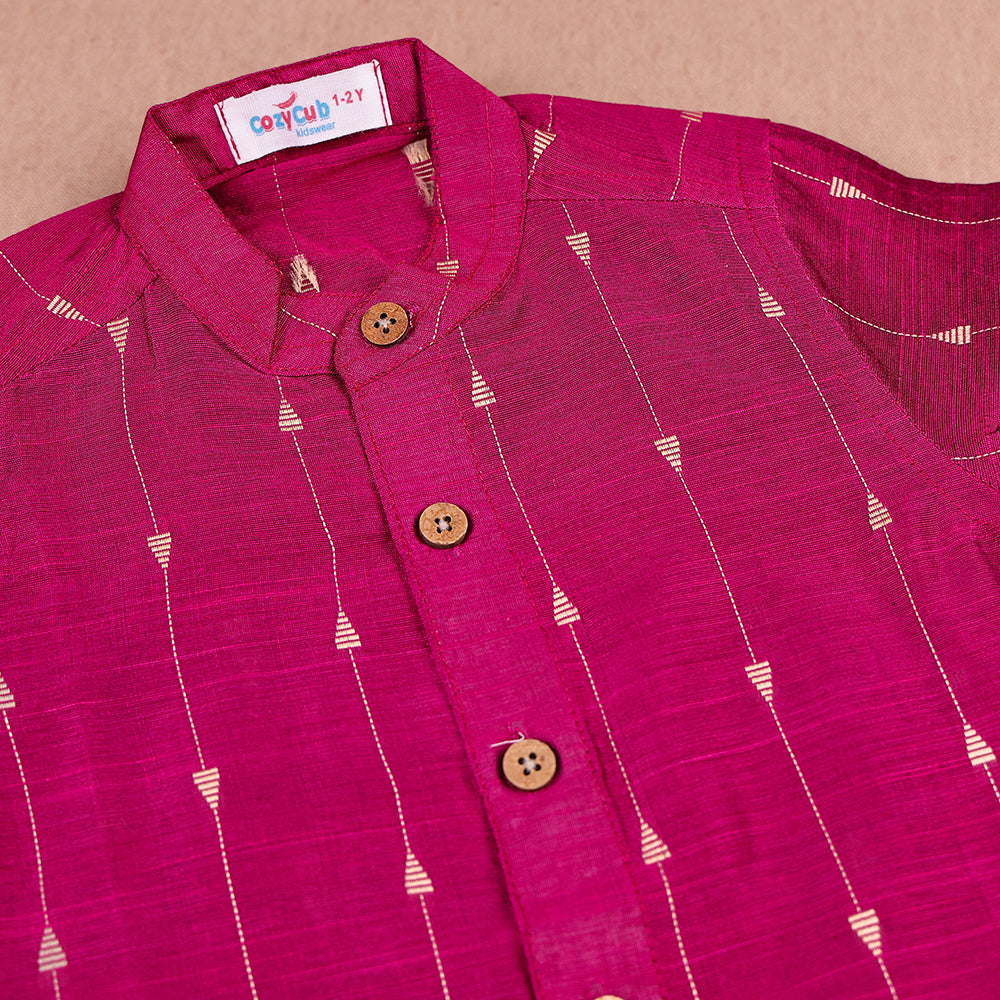 Rich Magenta Raw Silk Traditional Shirt only