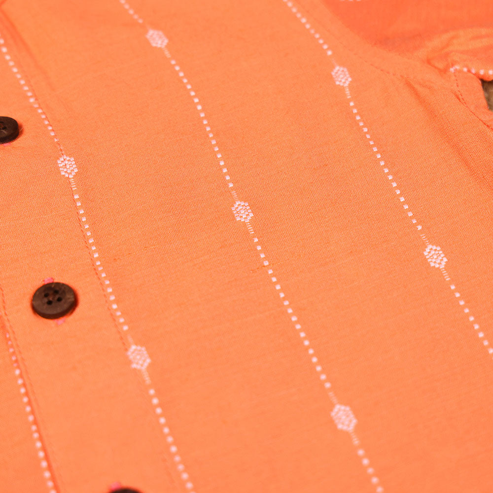Festive Orange Raw Silk Shirt & Dhoti Set – Boys